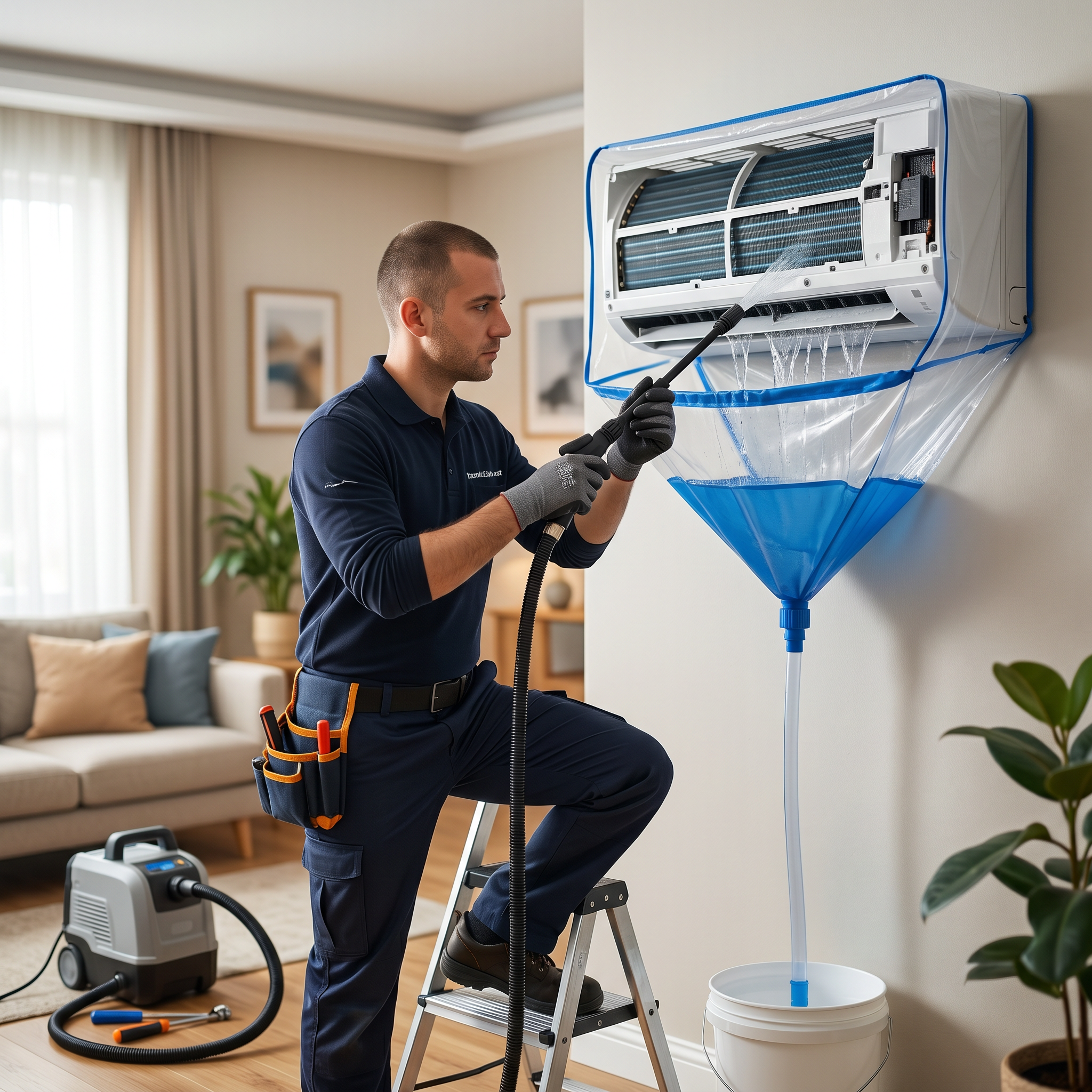 Profesyonel klima bakımı ve iç ünite temizliği hizmeti, evde klima yıkama işlemi