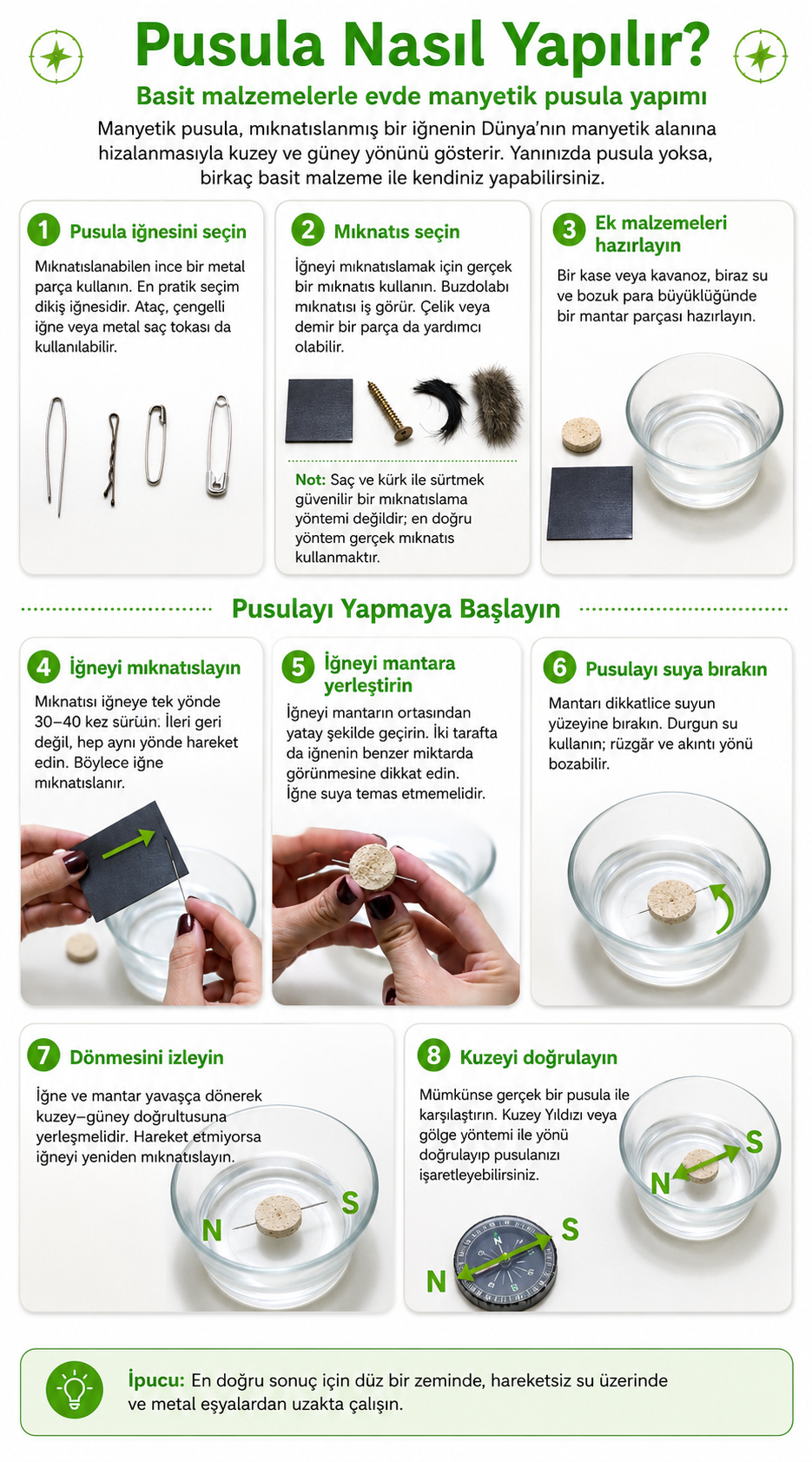 Pusula Nasıl Yapılır? Evde Basit Malzemelerle Pusula Yapımı