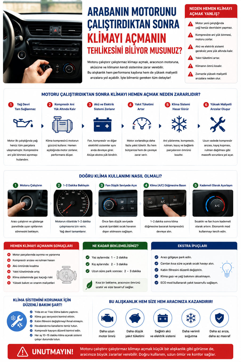 Arabanın Motorunu Çalıştırdıktan Sonra Klimayı Açmanın Tehlikesini Biliyor Musunuz?