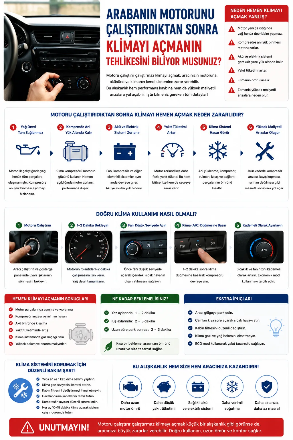 Arabanın Motorunu Çalıştırdıktan Sonra Klimayı Açmanın Tehlikesini Biliyor Musunuz?